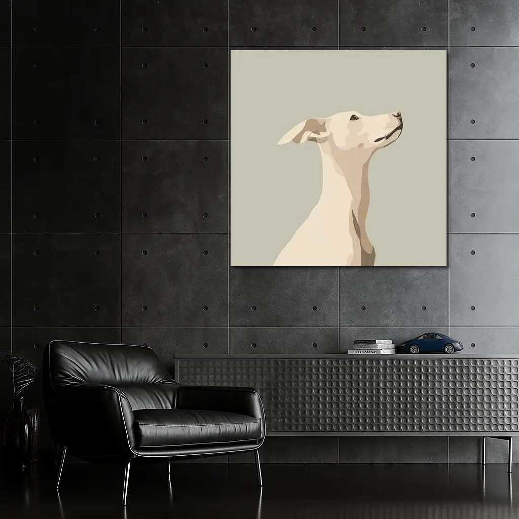 Whippet Dog Portrait Minimalist Beige Background – Wall Art