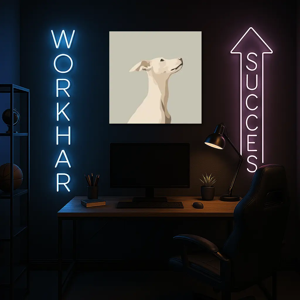 Whippet Dog Portrait Minimalist Beige Background – Wall Art
