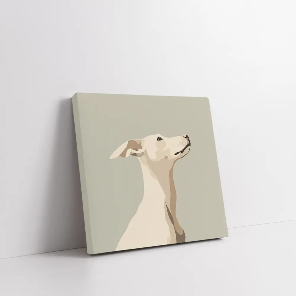 Whippet Dog Portrait Minimalist Beige Background – Wall Art