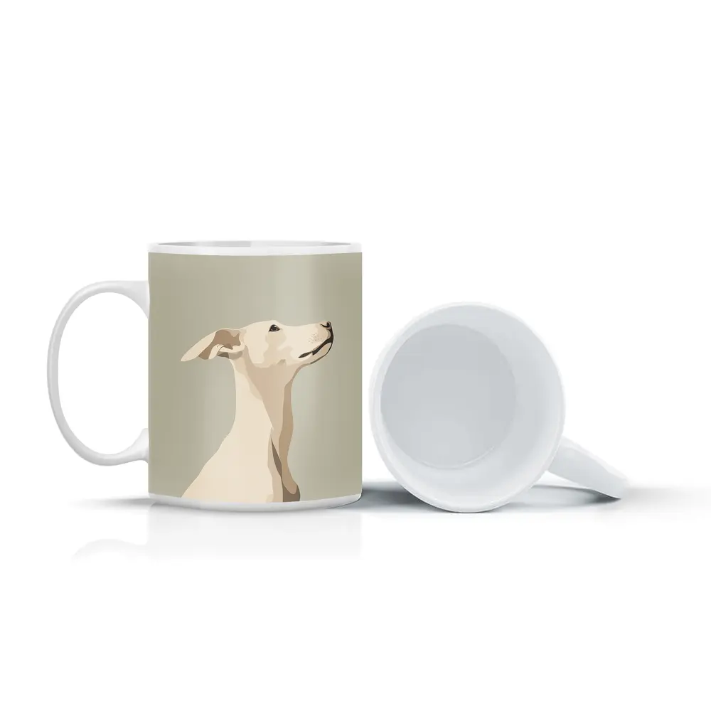 Whippet Dog Portrait Minimalist Beige Background – Mugs