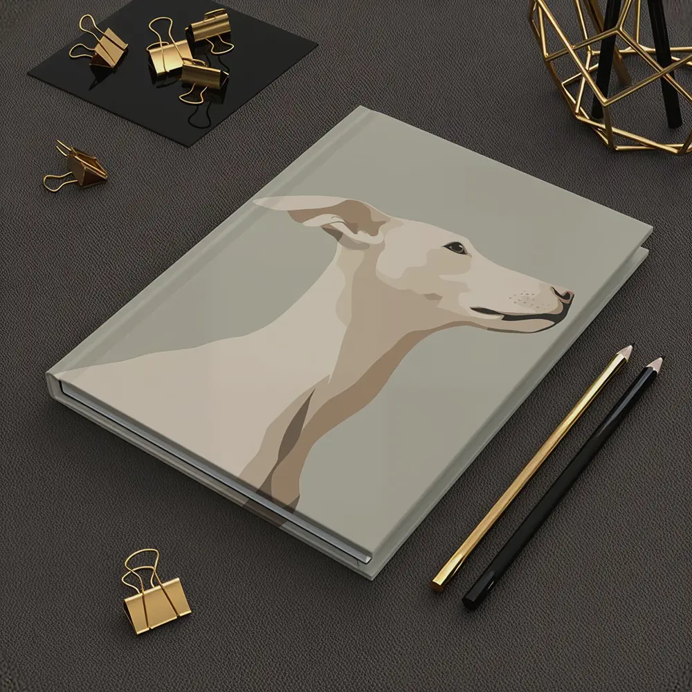 Whippet Dog Portrait Minimalist Beige Background – Notebooks