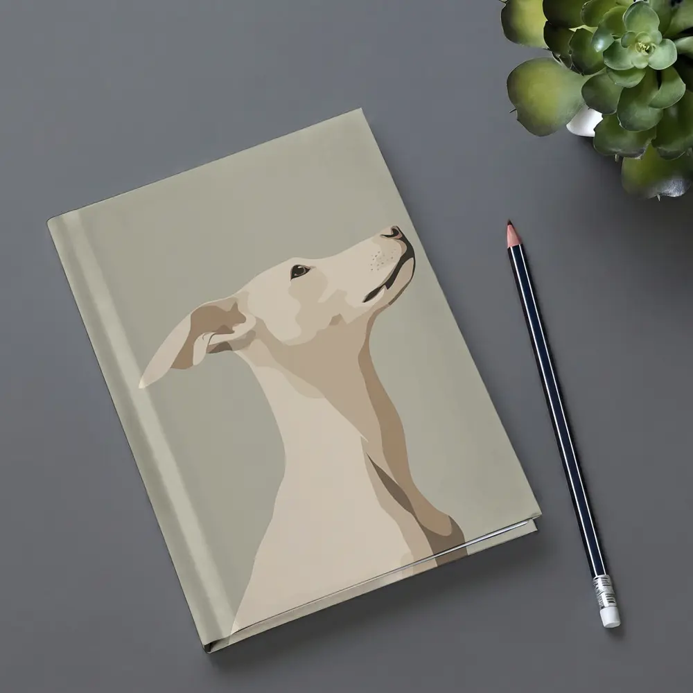 Whippet Dog Portrait Minimalist Beige Background – Notebooks