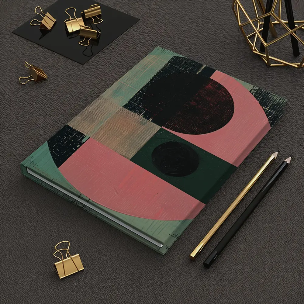 Geometric Abstract Circle Teal Pink Bauhaus – Notebooks