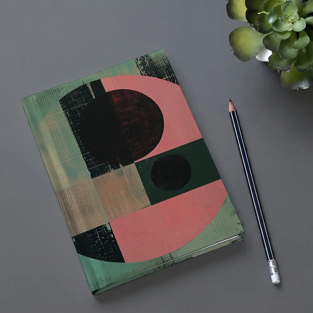 Geometric Abstract Circle Teal Pink Bauhaus – Notebooks