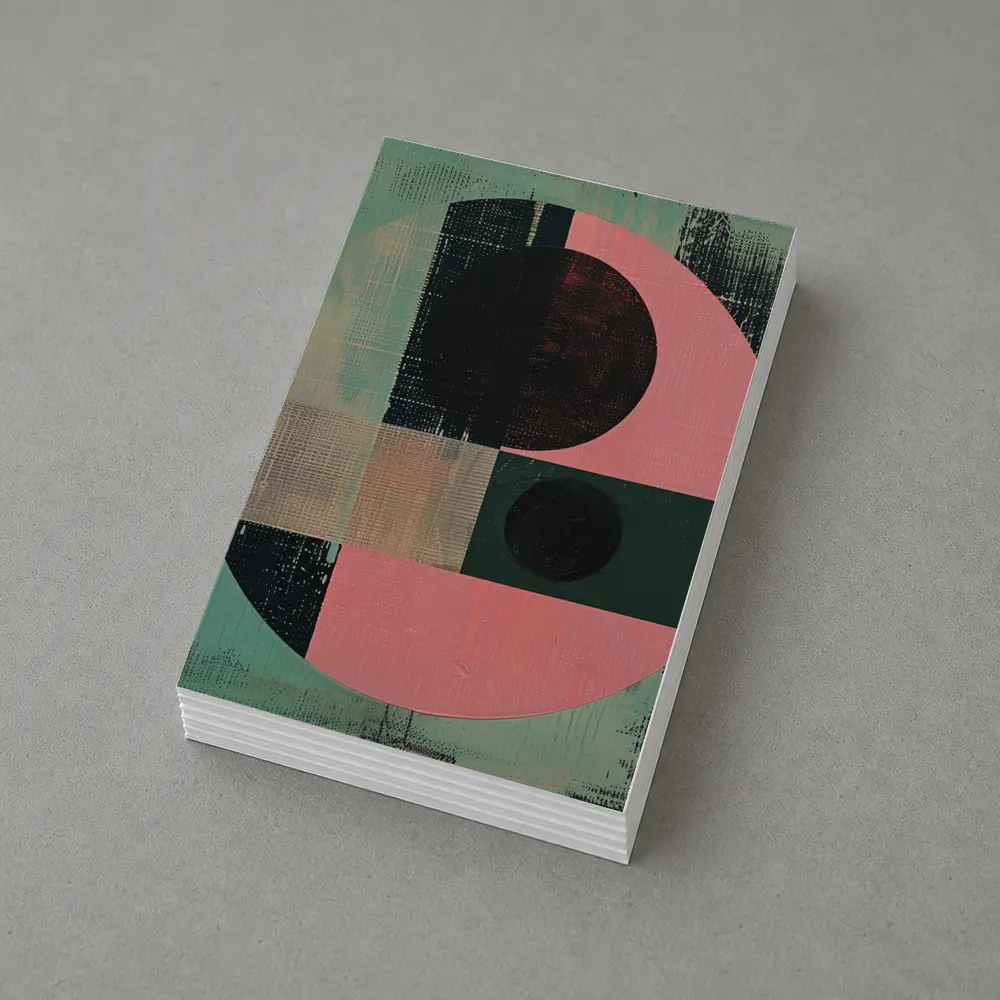 Geometric Abstract Circle Teal Pink Bauhaus – Postcards