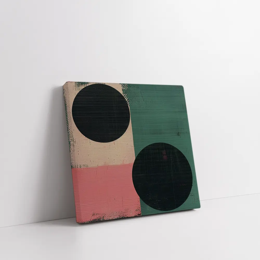 Abstract Geometric Circles Green Pink Beige – Wall Art