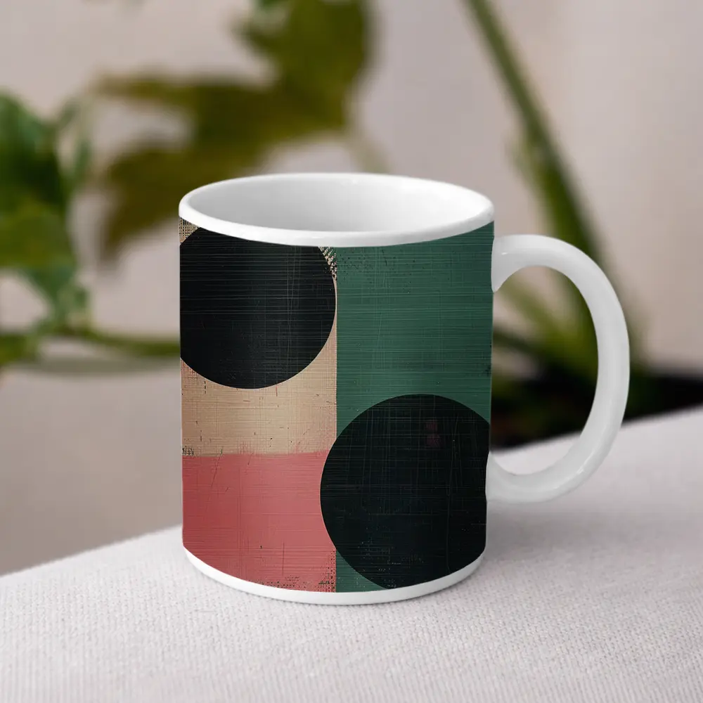 Abstract Geometric Circles Green Pink Beige – Mugs