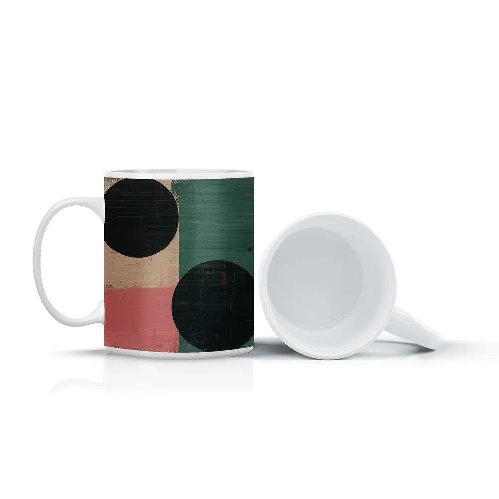 Abstract Geometric Circles Green Pink Beige – Mugs