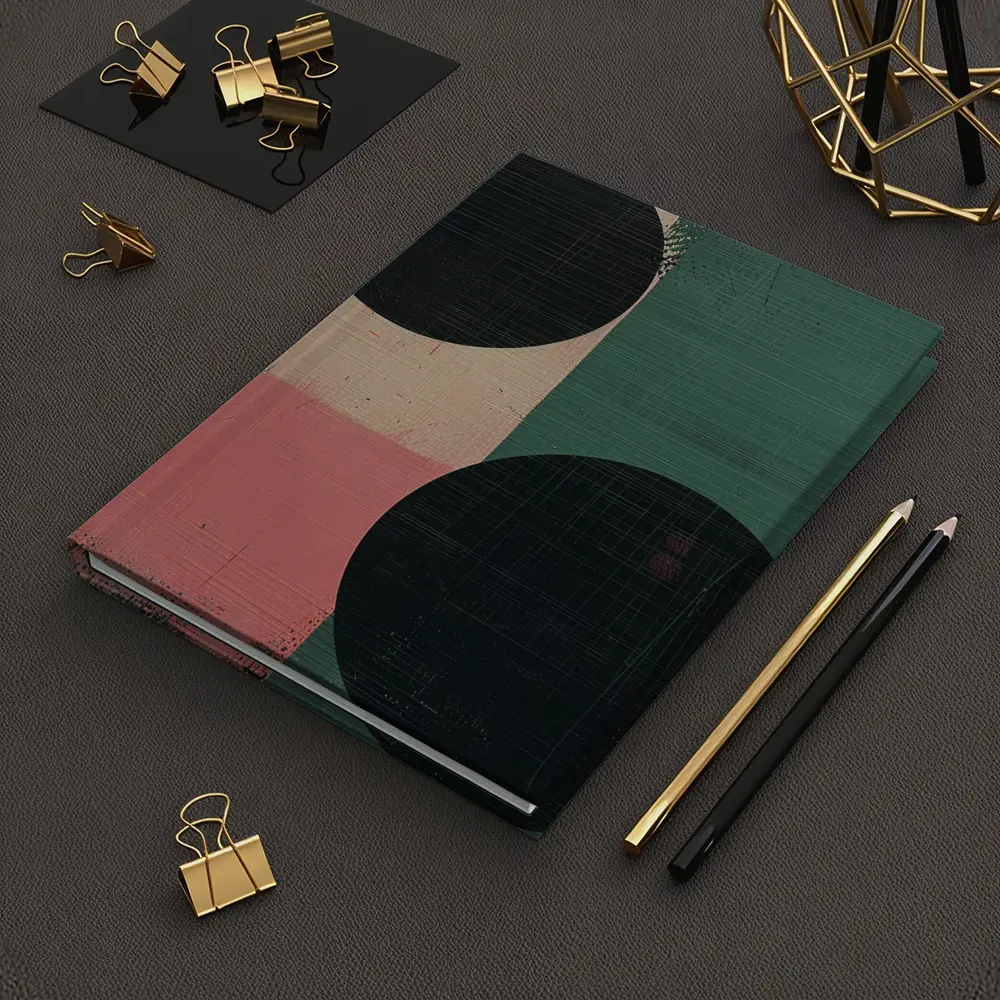 Abstract Geometric Circles Green Pink Beige – Notebooks