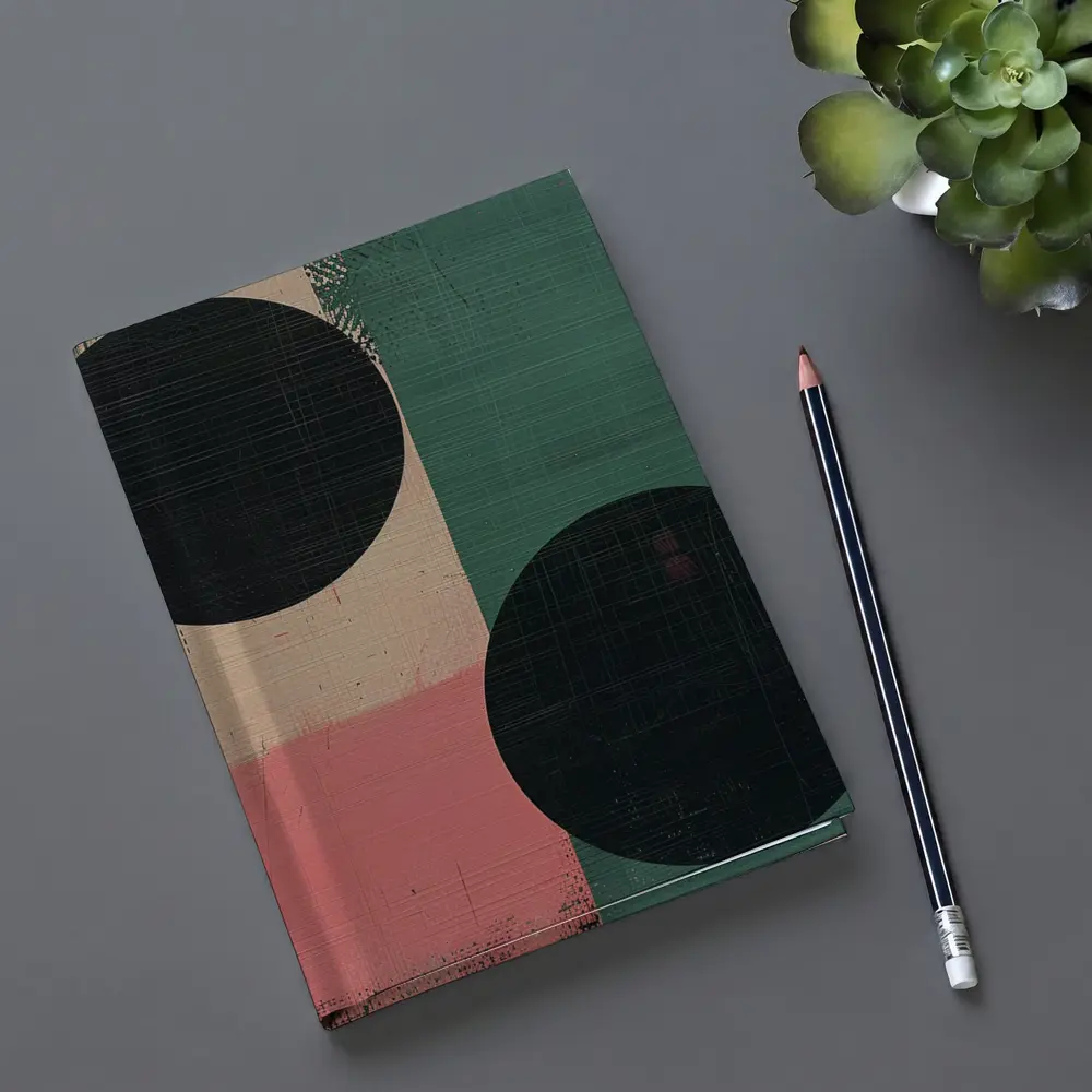 Abstract Geometric Circles Green Pink Beige – Notebooks