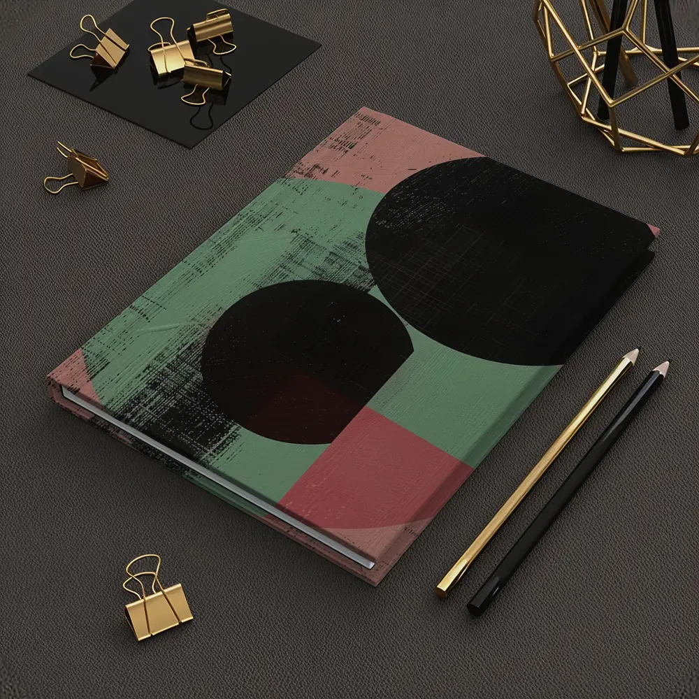 Black Circles Geometric Abstract Pink Green – Notebooks