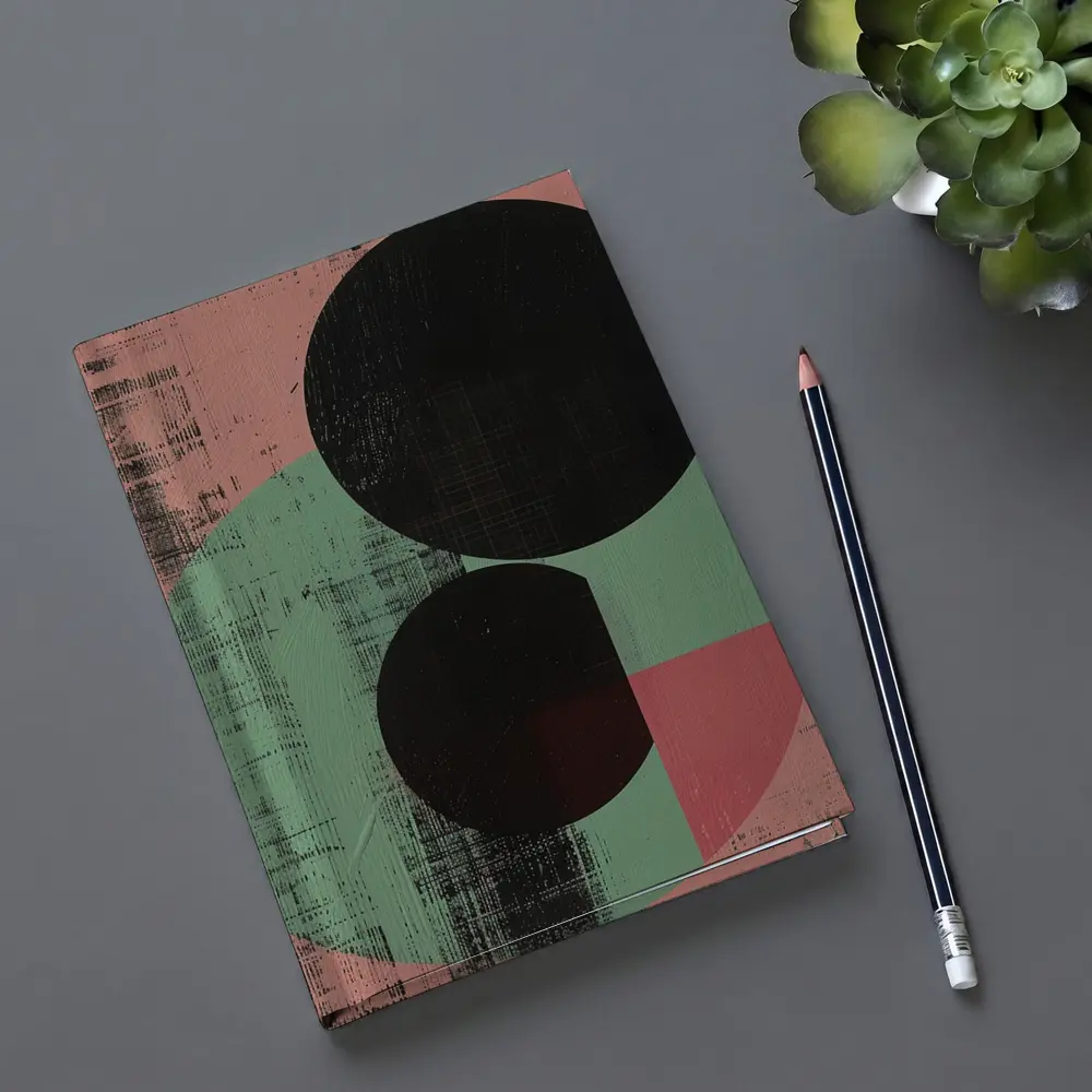 Black Circles Geometric Abstract Pink Green – Notebooks