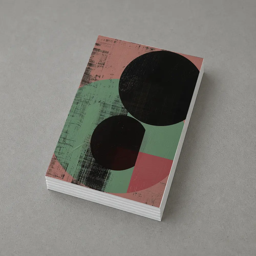 Black Circles Geometric Abstract Pink Green – Postcards