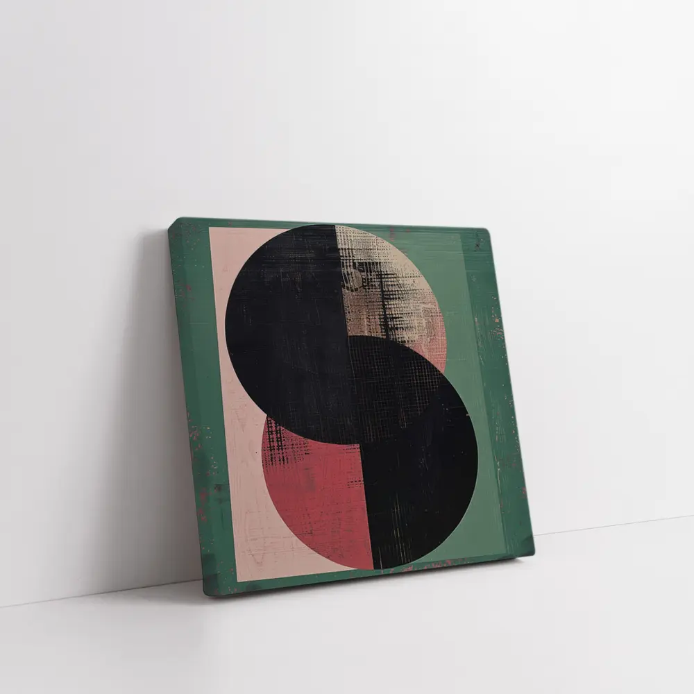 Geometric Circles Abstract Green Pink Background – Wall Art