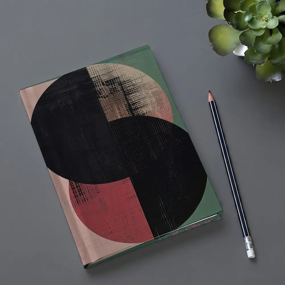 Geometric Circles Abstract Green Pink Background – Notebooks
