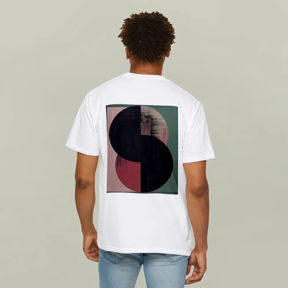 Geometric Circles Abstract Green Pink Background – T-Shirts