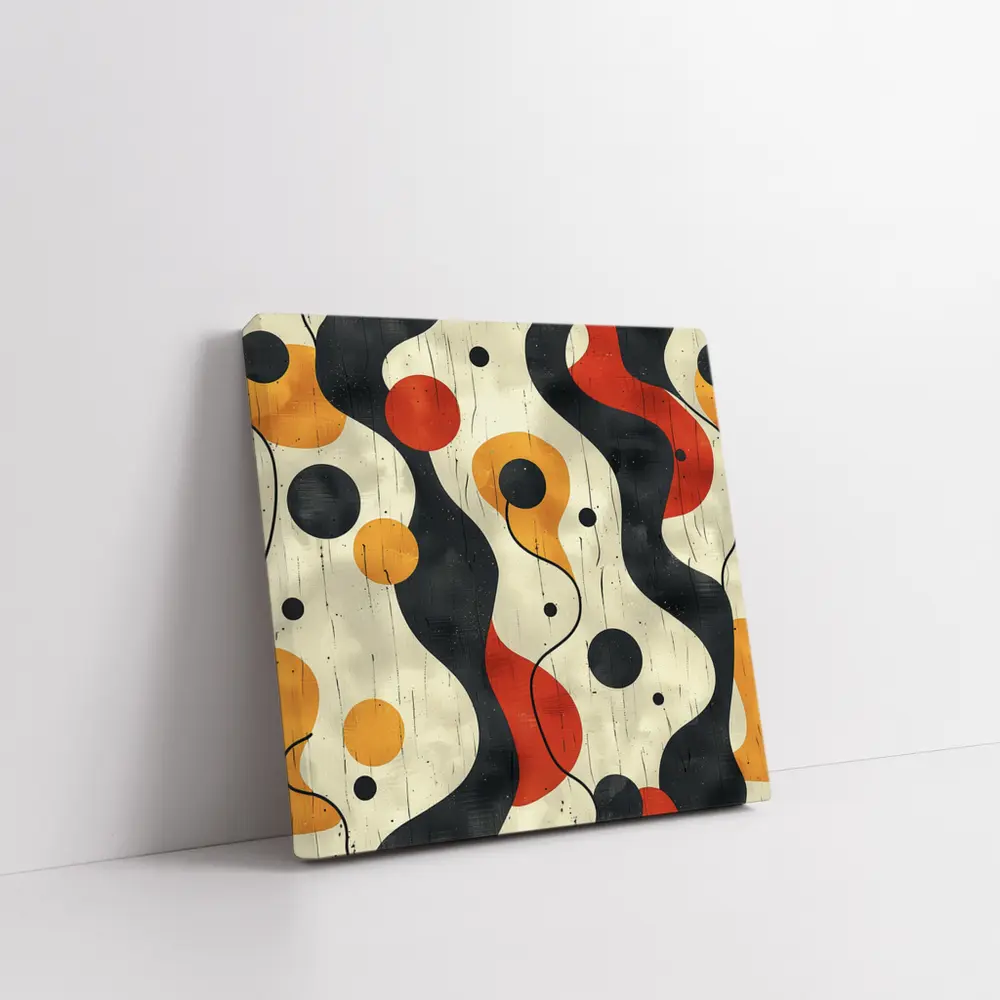 Retro Abstract Waves And Circles Pattern – Wall Art