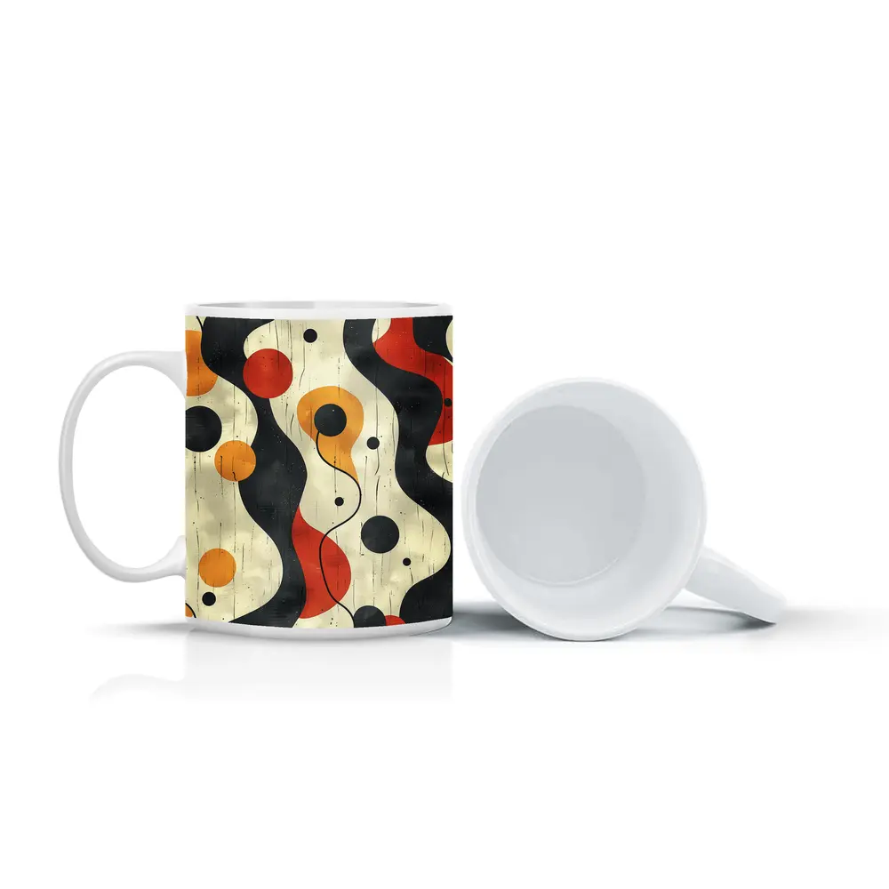 Retro Abstract Waves And Circles Pattern – Mugs