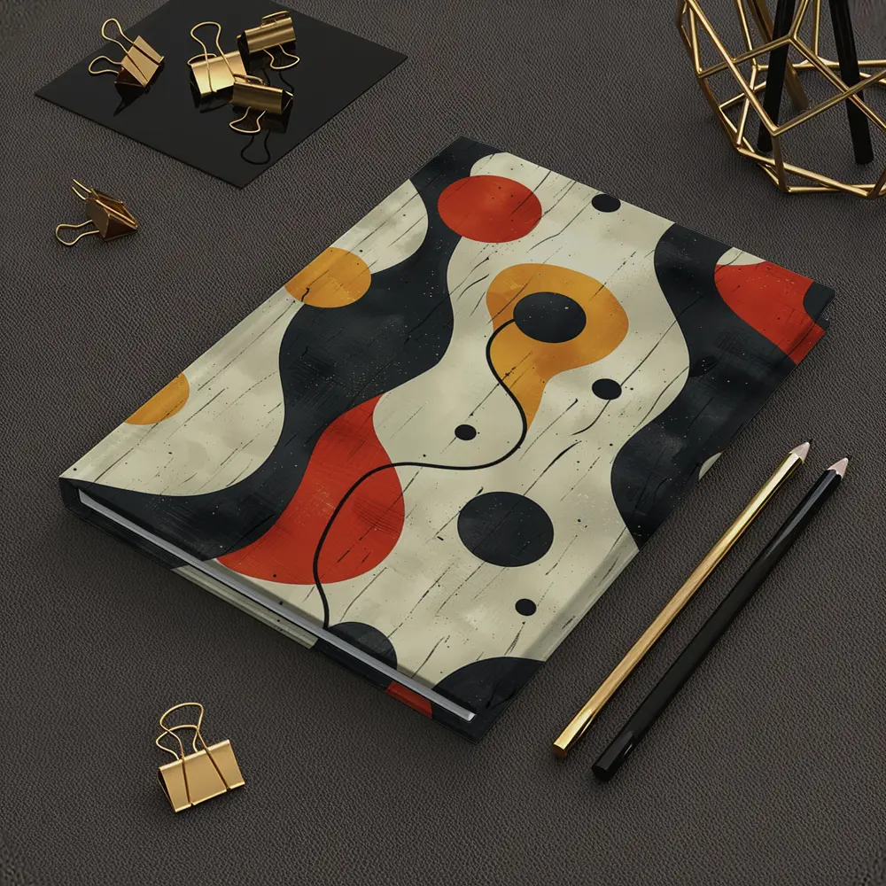 Retro Abstract Waves And Circles Pattern – Notebooks