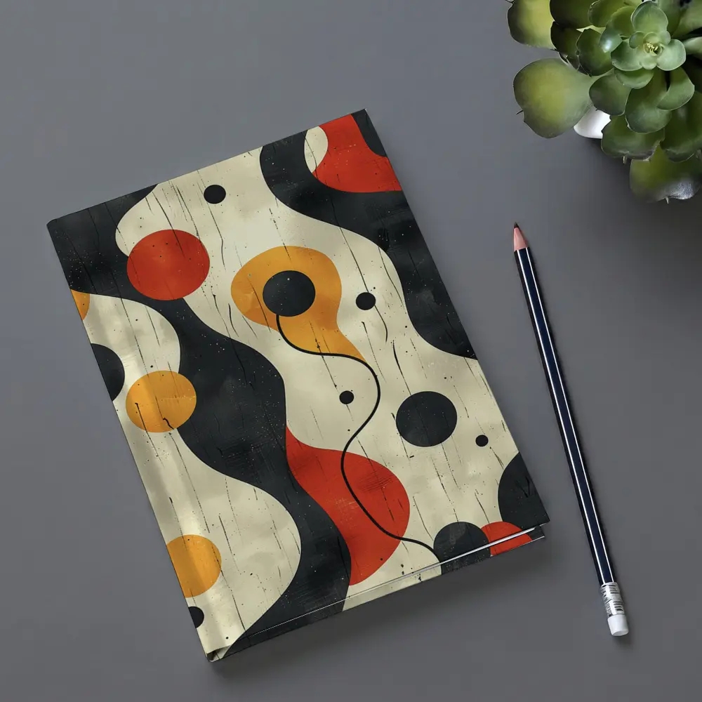 Retro Abstract Waves And Circles Pattern – Notebooks