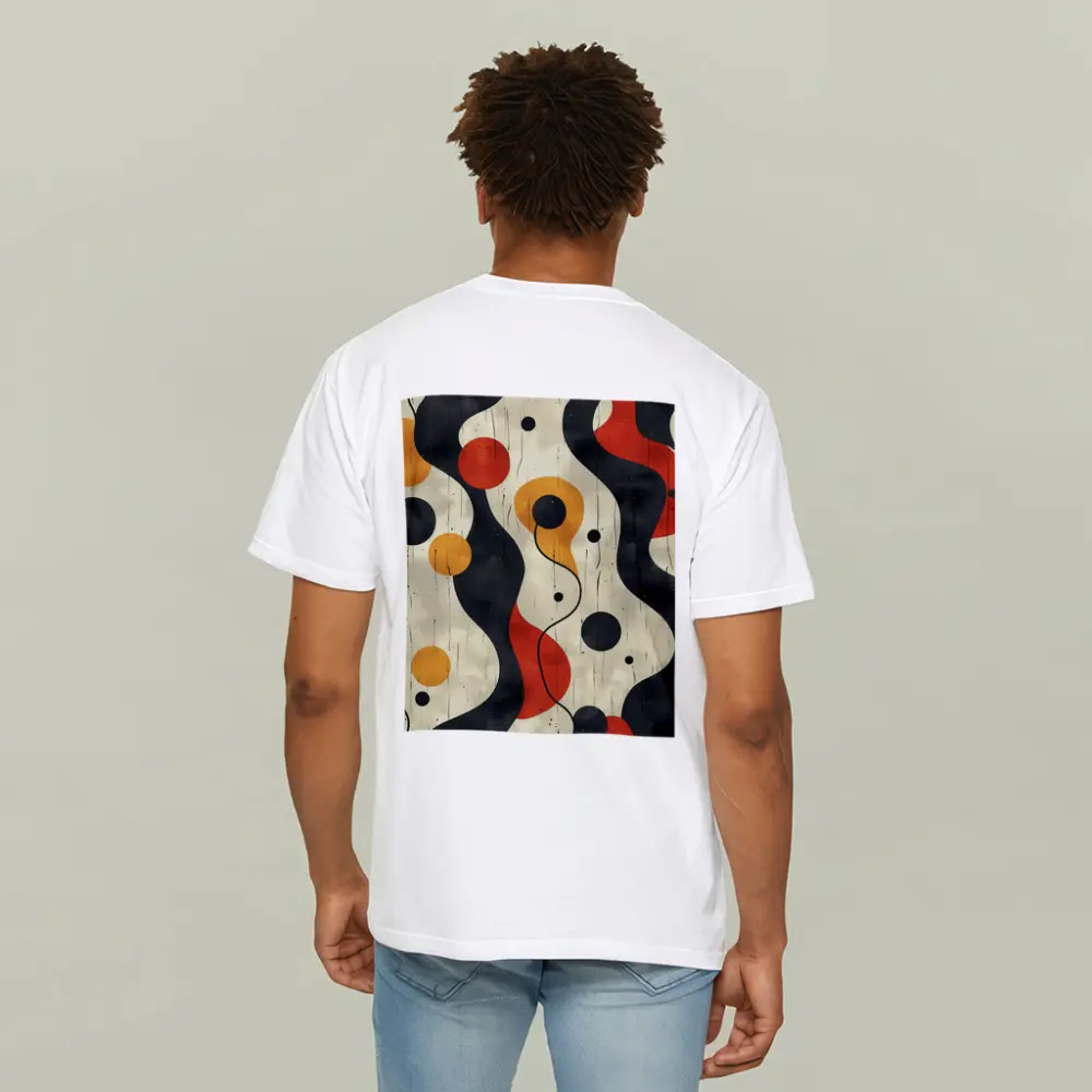 Retro Abstract Waves And Circles Pattern – T-Shirts
