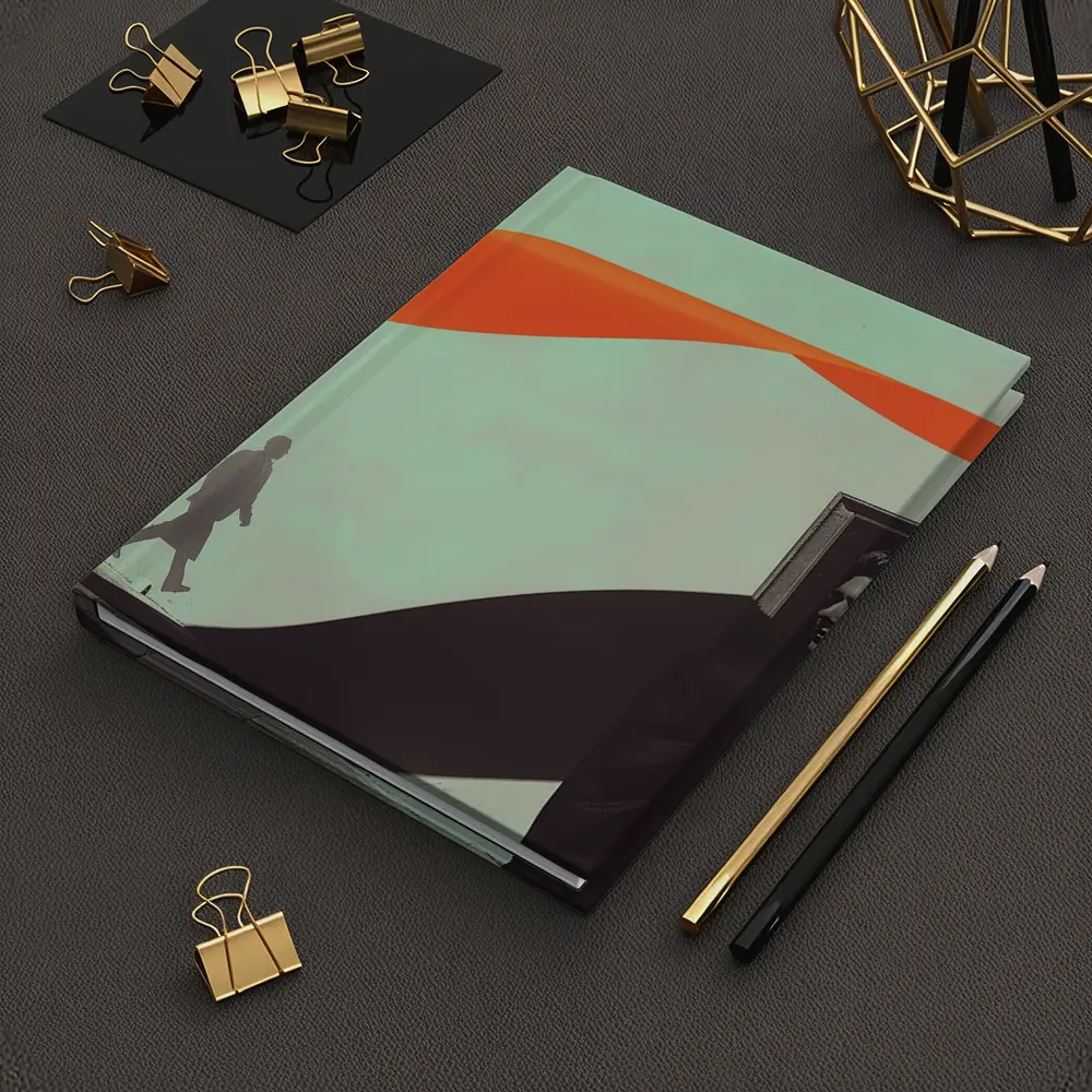 Suited Man Shadow Orange Ribbon Abstract – Notebooks