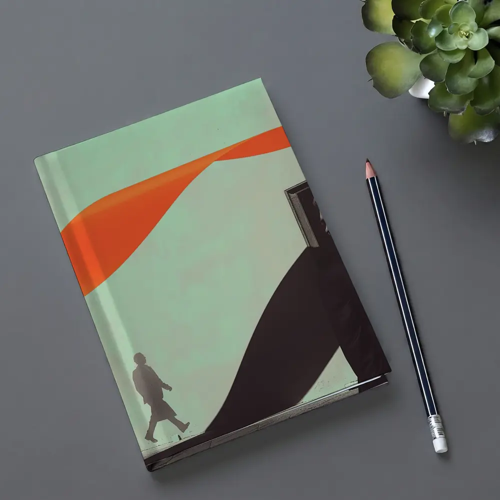 Suited Man Shadow Orange Ribbon Abstract – Notebooks
