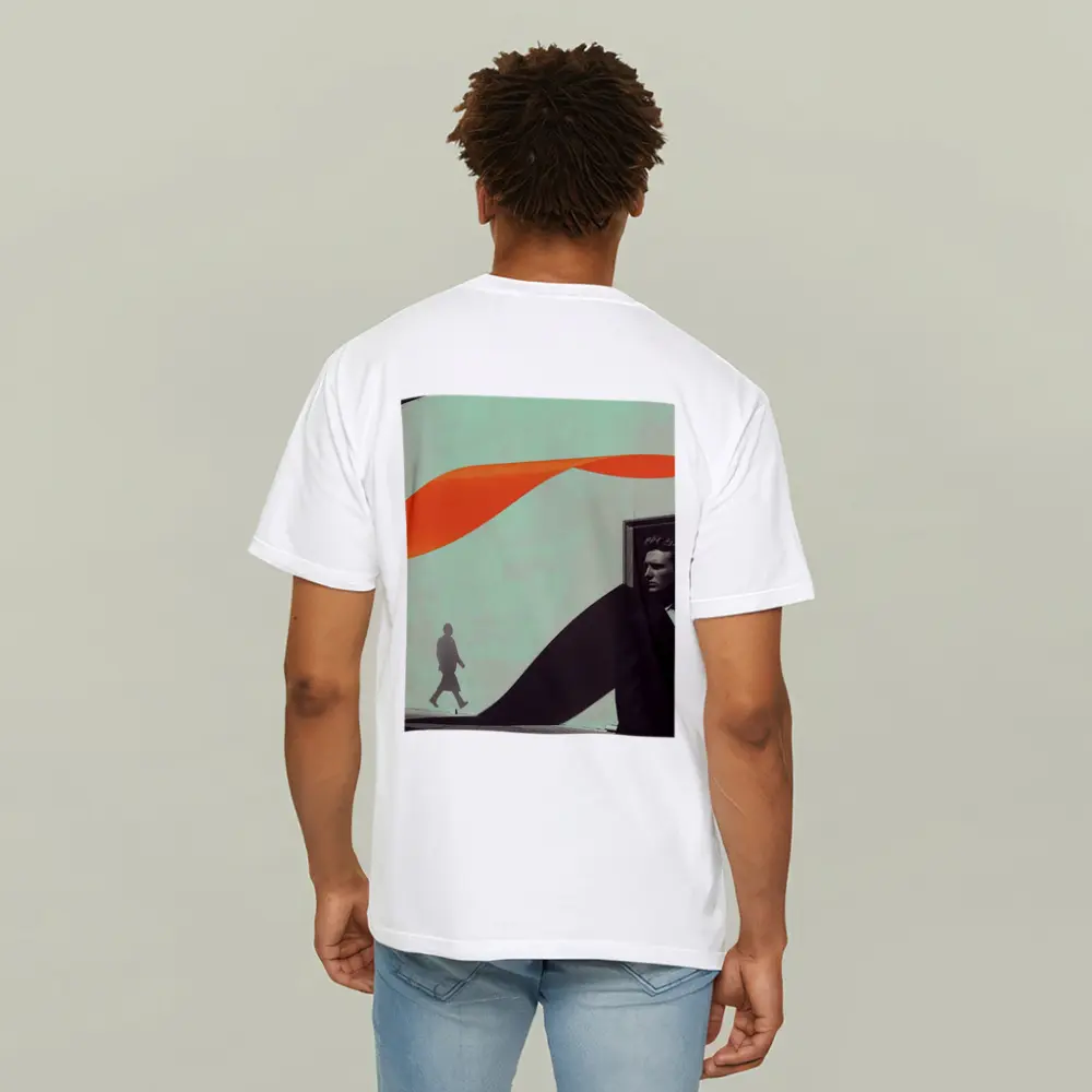 Suited Man Shadow Orange Ribbon Abstract – T-Shirts