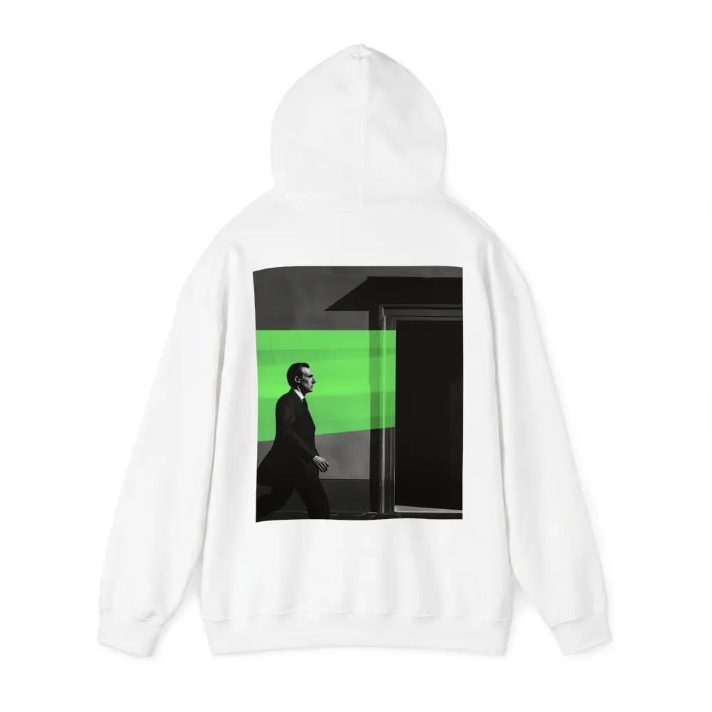 Man in Suit Walking Green Stripe Urban – Hoodies