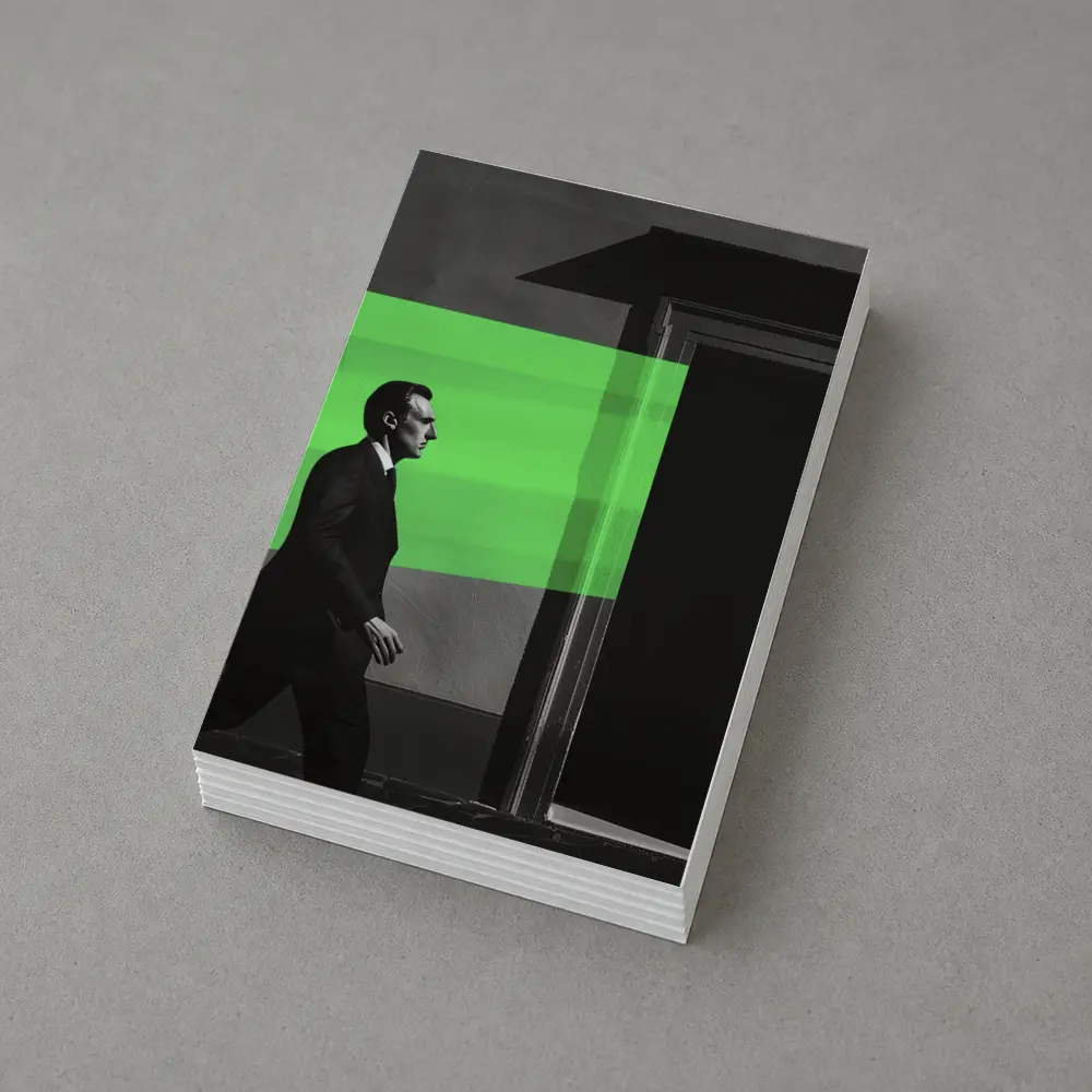 Man in Suit Walking Green Stripe Urban – Postcards