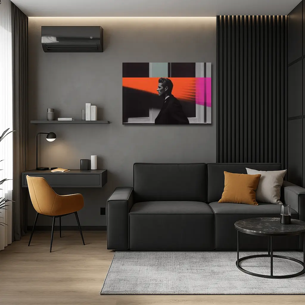 Man in Black Suit Neon Color Beams – Wall Art