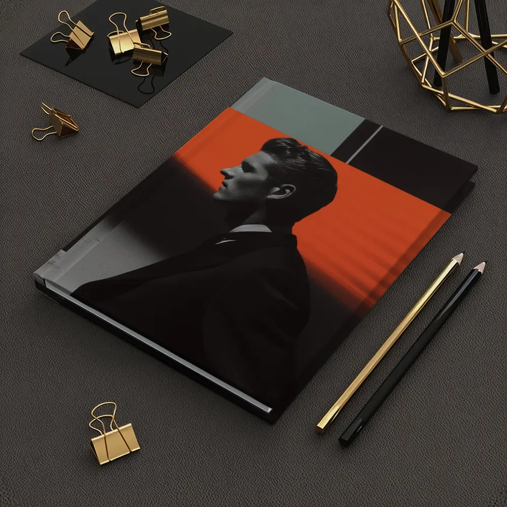 Man in Black Suit Neon Color Beams – Notebooks