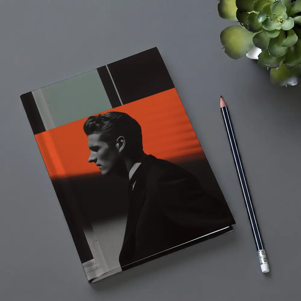 Man in Black Suit Neon Color Beams – Notebooks