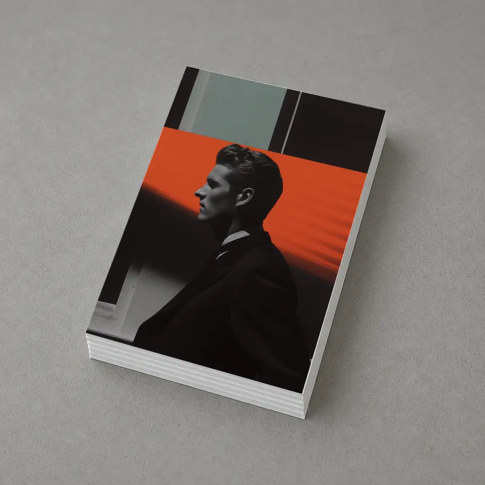 Man in Black Suit Neon Color Beams – Postcards