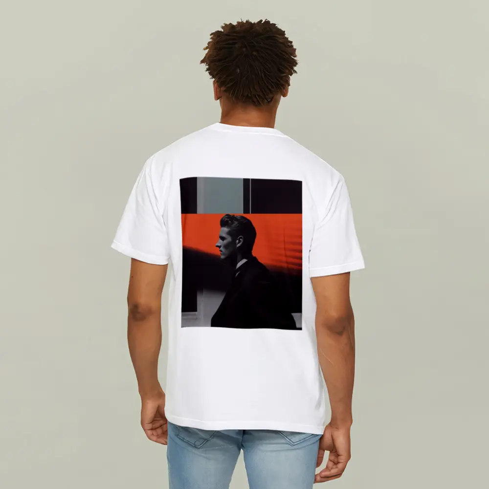 Man in Black Suit Neon Color Beams – T-Shirts
