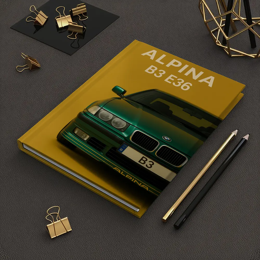 Alpina B3 E36 Green Car Yellow Background – Notebooks