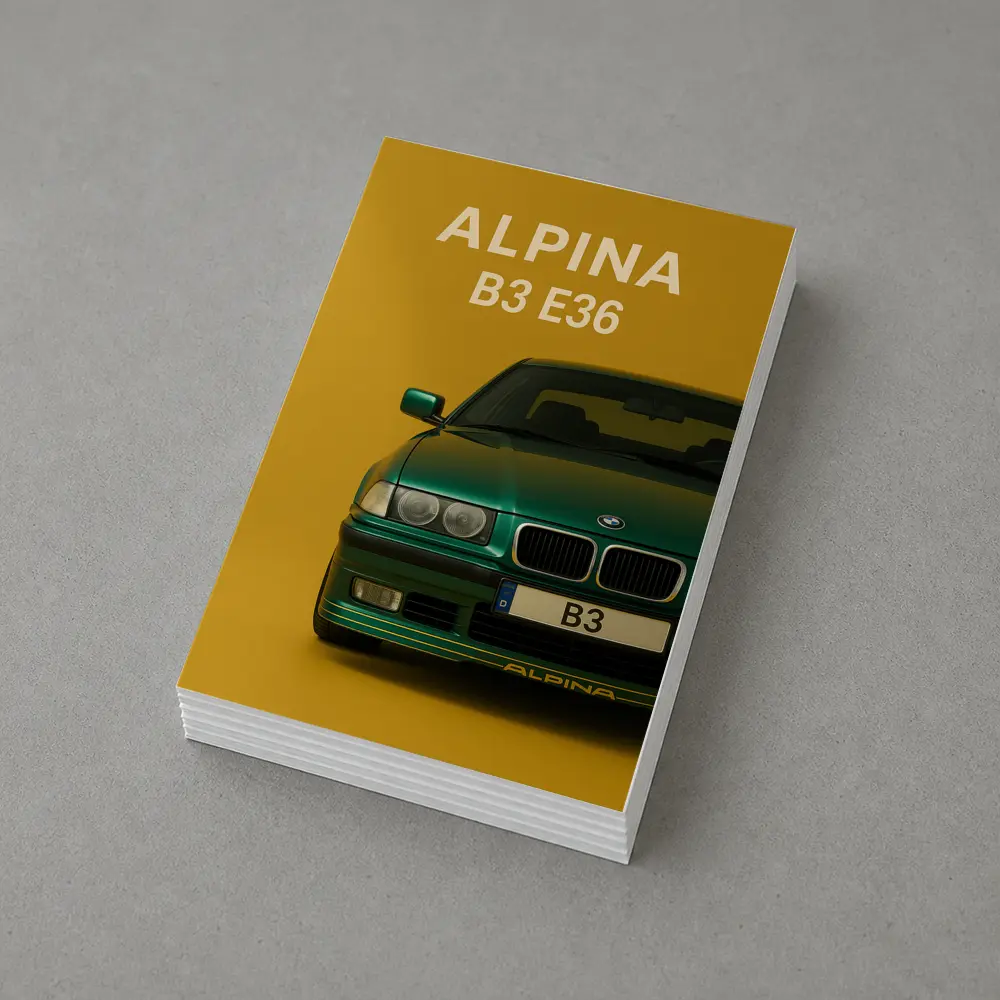 Alpina B3 E36 Green Car Yellow Background – Postcards