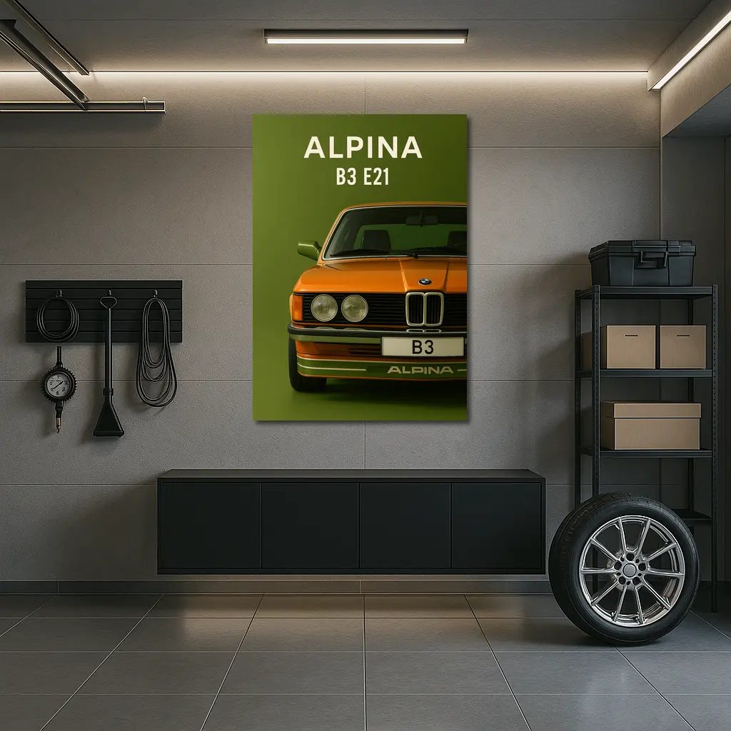 Alpina B3 E21 Classic BMW Green Background – Wall Art