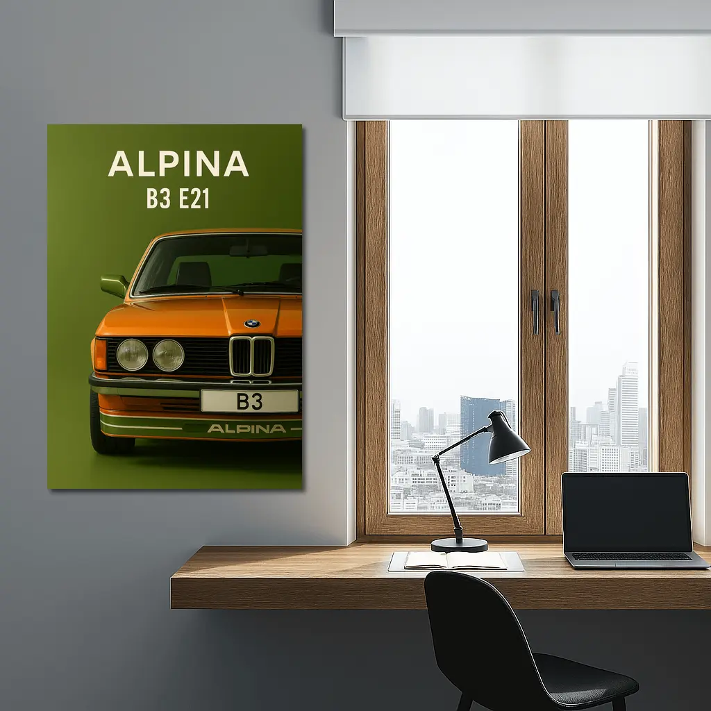 Alpina B3 E21 Classic BMW Green Background – Wall Art