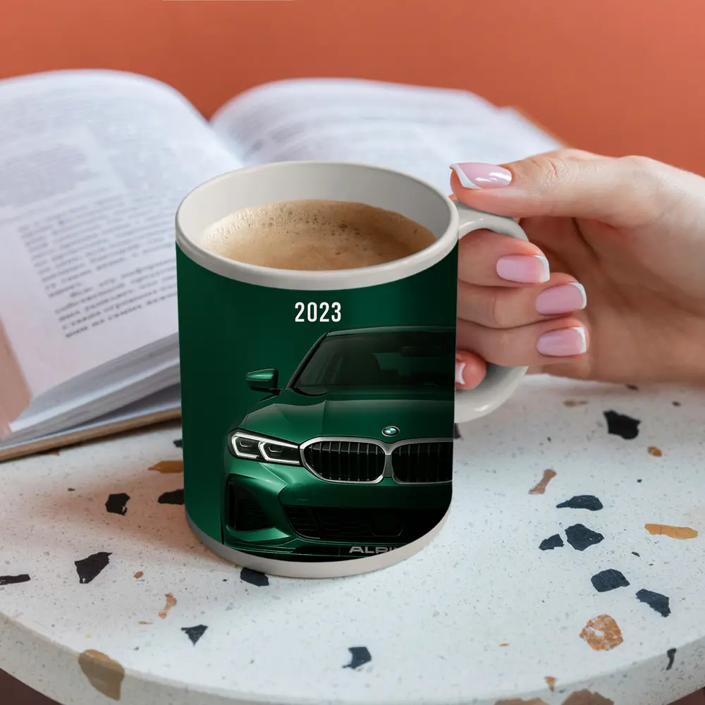 BMW Alpina B3 2023 Green Front View – Mugs