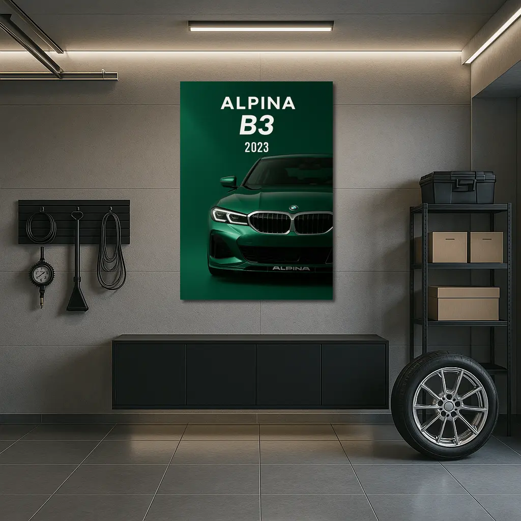 BMW Alpina B3 2023 Green Front View – Wall Art