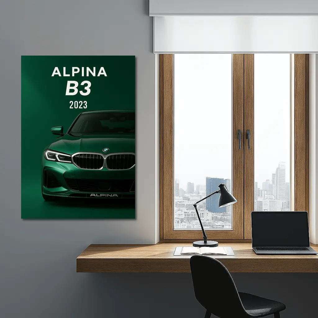 BMW Alpina B3 2023 Green Front View – Wall Art