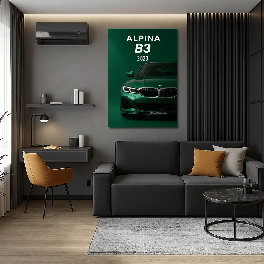 BMW Alpina B3 2023 Green Front View – Wall Art
