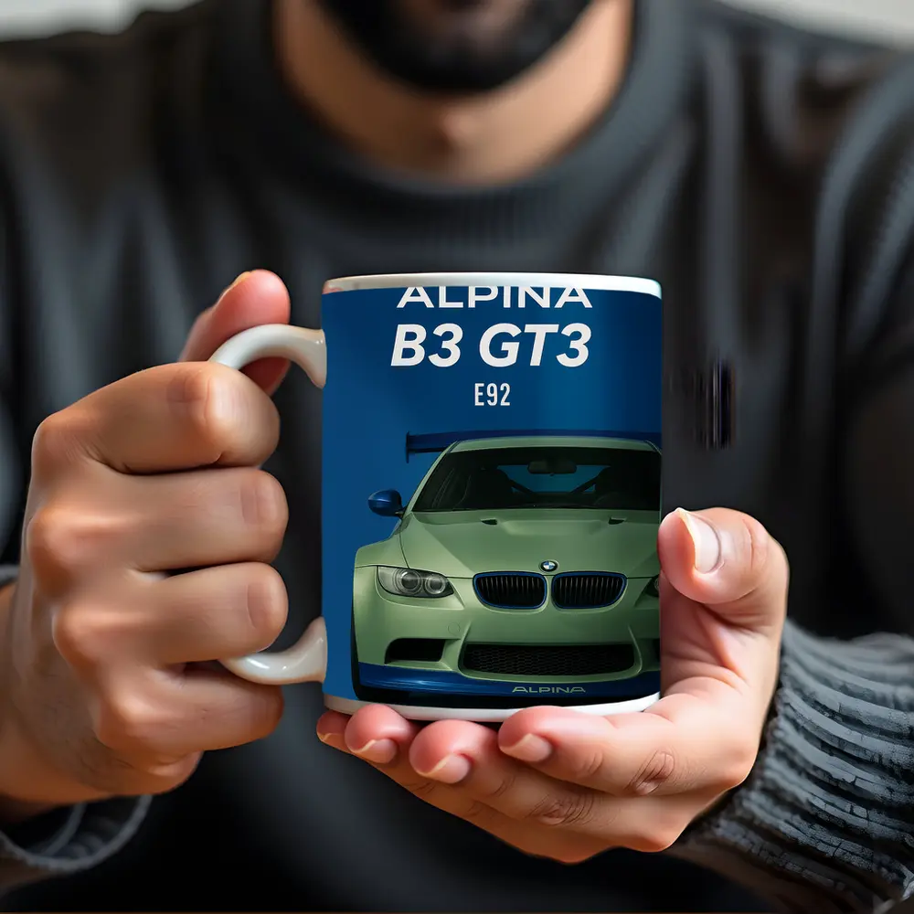 Alpina B3 GT3 E92 Blue Background – Mugs
