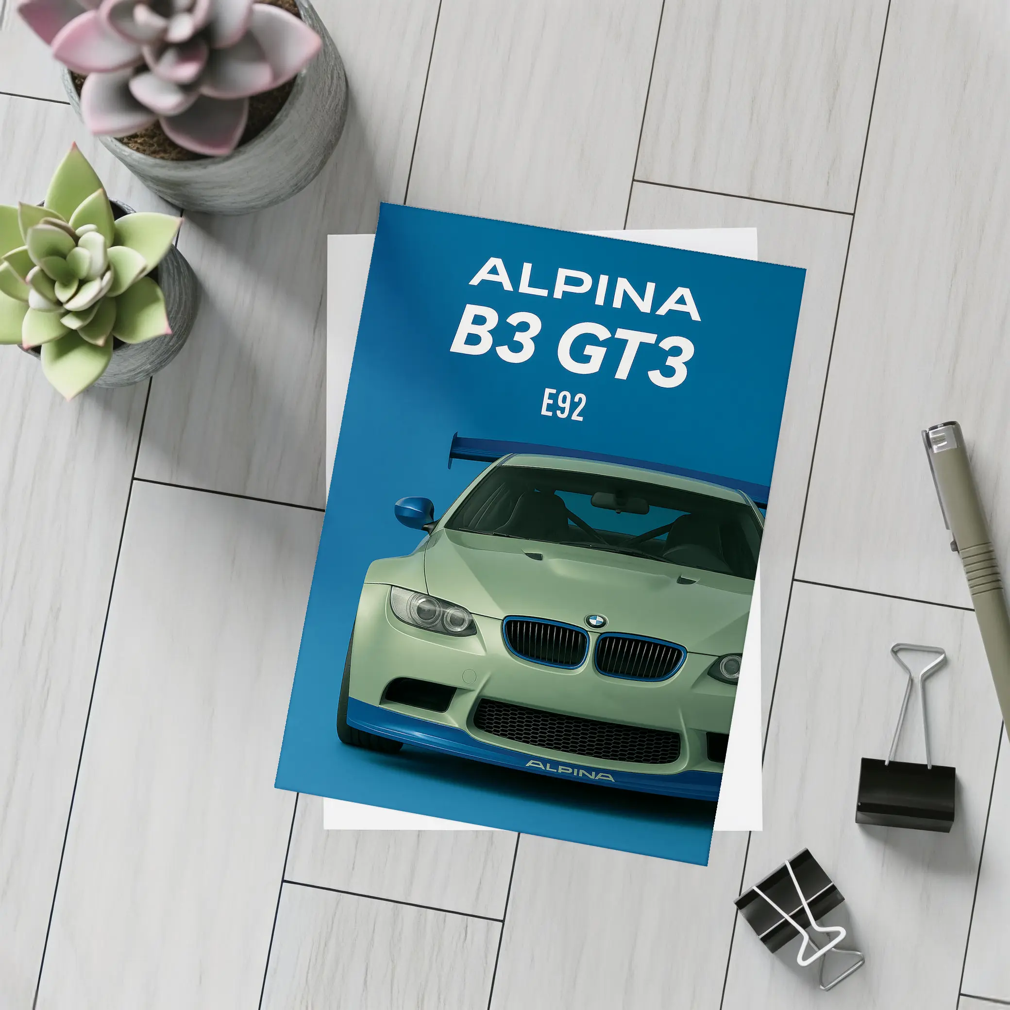 Alpina B3 GT3 E92 Blue Background – Postcards