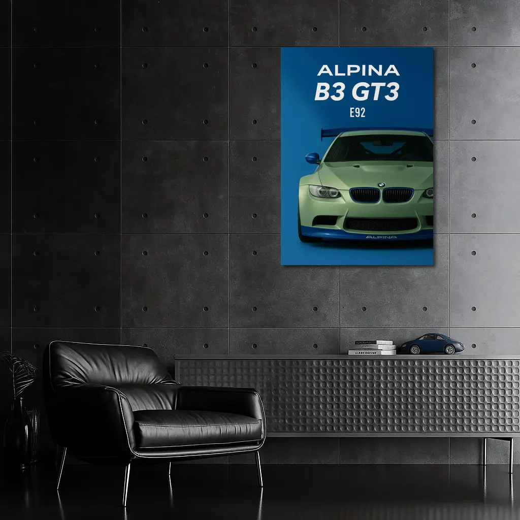 Alpina B3 GT3 E92 Blue Background – Wall Art