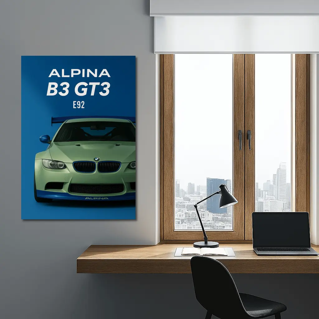 Alpina B3 GT3 E92 Blue Background – Wall Art