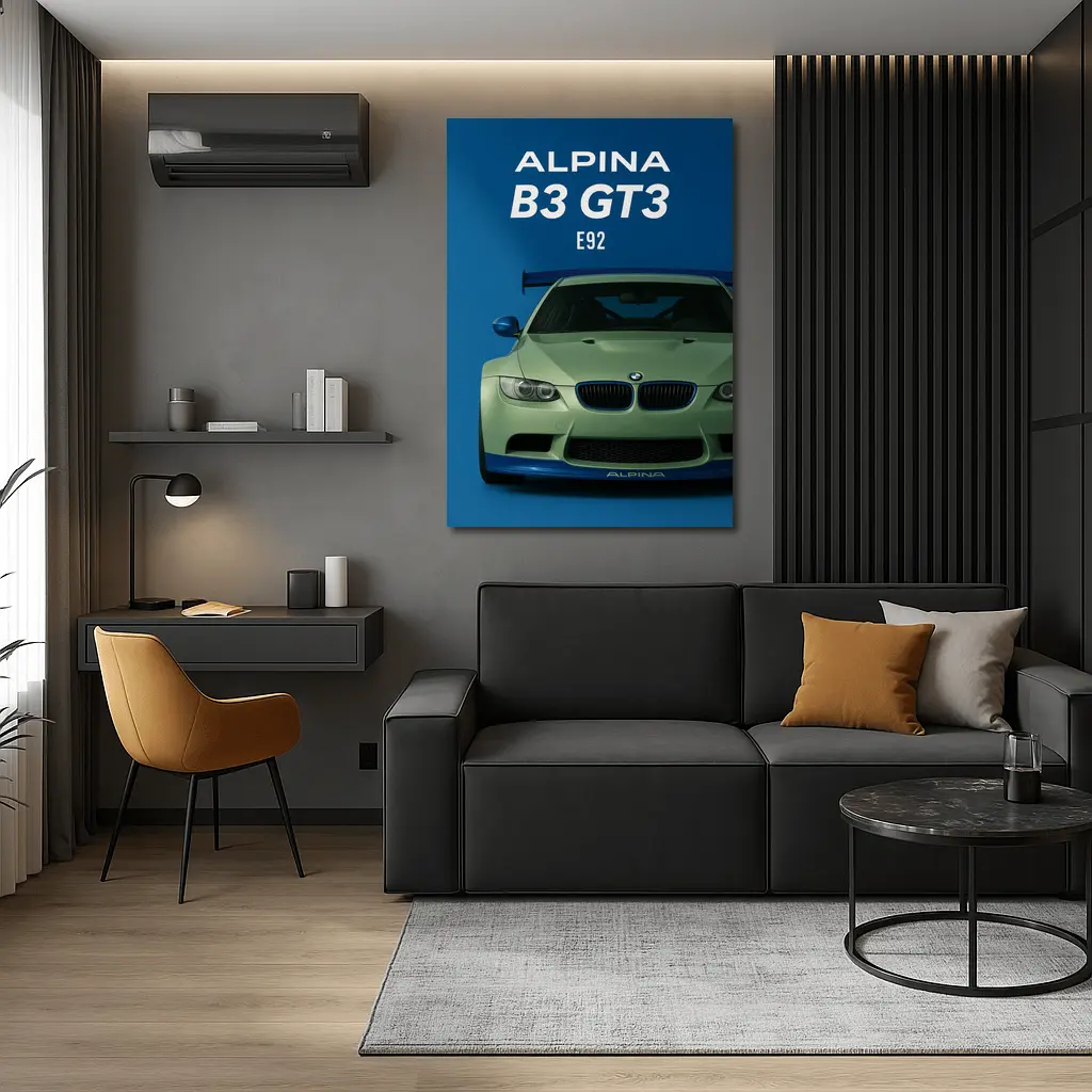 Alpina B3 GT3 E92 Blue Background – Wall Art