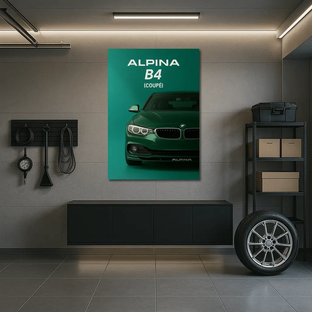 Alpina B4 Coupe Green Minimal Art – Wall Art
