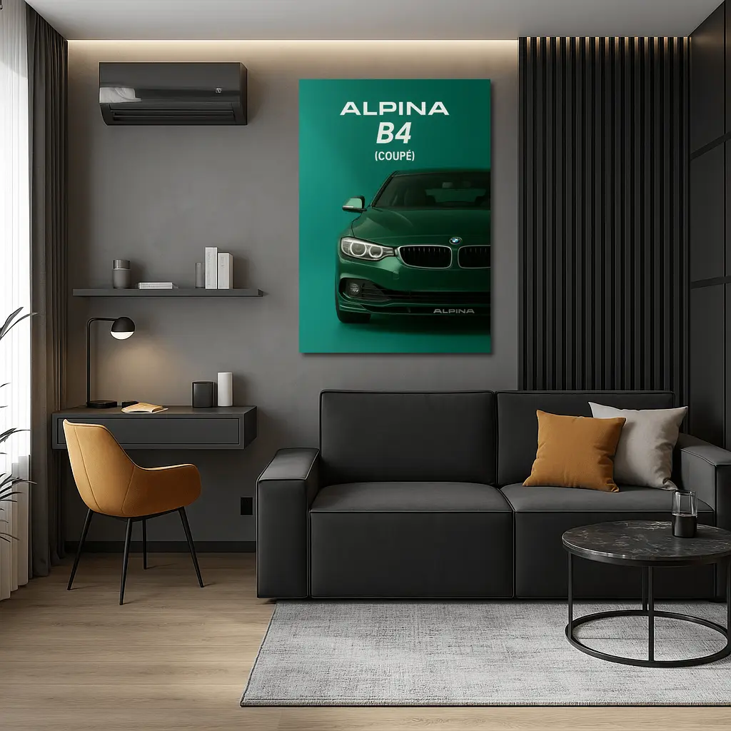 Alpina B4 Coupe Green Minimal Art – Wall Art